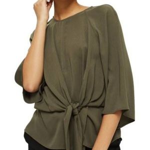 Olive Faux Wrap Blouse